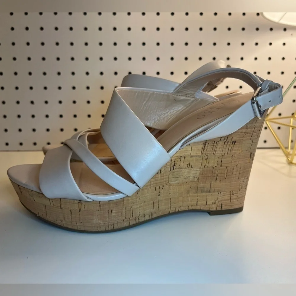 Franco Sarto Seneca Wedge Cork Heeled Sandal Slingback
